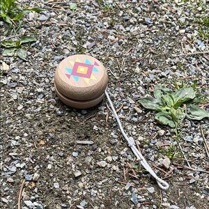 Wooden Yo-Yo with Colorful Geometric Design